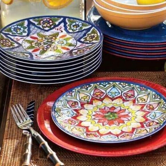 Pottery Barn Other - Pottery Barn Talavera SET of 4 Melamine Salad/Appetizer Plates Multicolor Floral